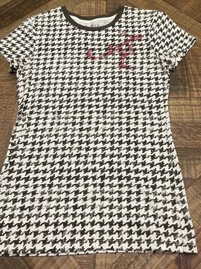 Women's Black & White Houndstooth University of Alabama Short Sleeve Tee